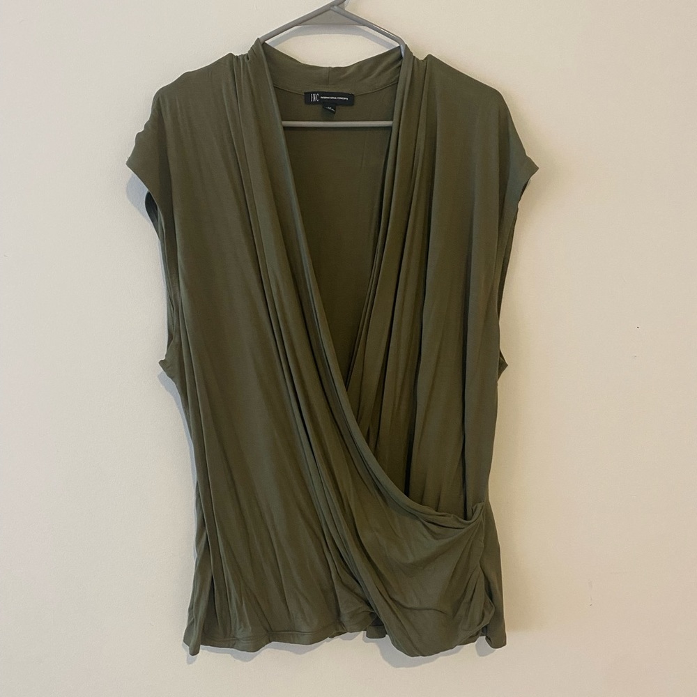I.N.C. Wrap tank olive green